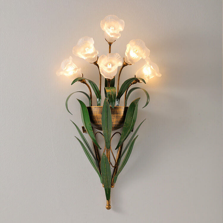 FloraLux Wandlampe | Modern Minimalist Design | 6/10-flammig | Glasblüten | Dekorative Beleuchtung