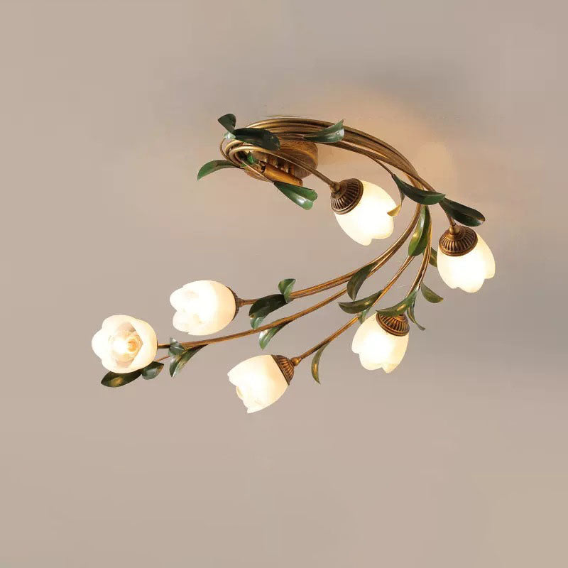 FleurLuxe Französisches Design Deckenleuchte | 6-Licht | Blumenmotiv | Für Wohnzimmer