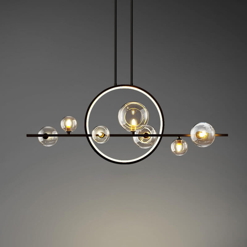 GlintSphere Elegante Glas Pendelleuchte | Magische Bohnenform | 7/10-Licht Island-Leuchte