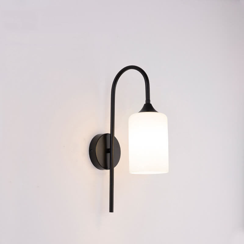 GlintArc Wandlampe | Minimalistisches Zylinderglasdesign | Flexibler Arm | 1-Licht Wandleuchte für stilvolle Räume