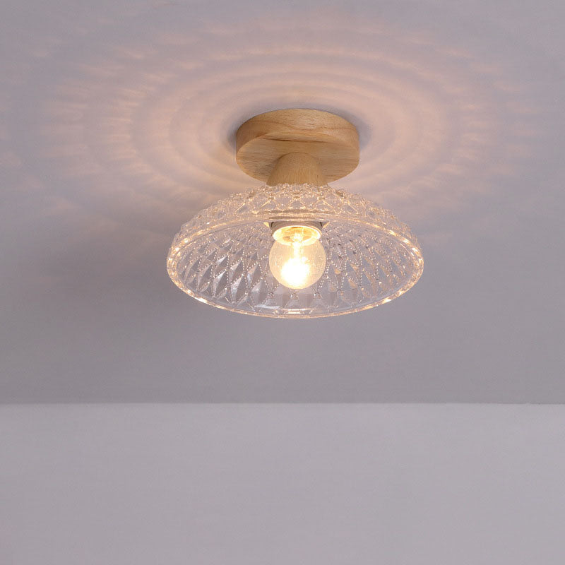 Logra Japanese Minimalist 1-Licht Semi-Flush Mount Deckenleuchte | Holz & Glas | Stimmungslicht | Deko für Zuhause