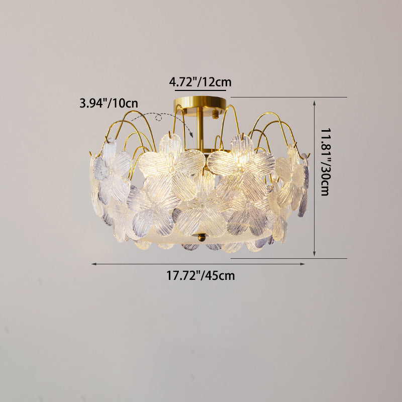 FleurIron Semi-Flush Deckenleuchte | Französisches Design | 5/6 Lichter | Blumenoptik | Wohnzimmerbeleuchtung