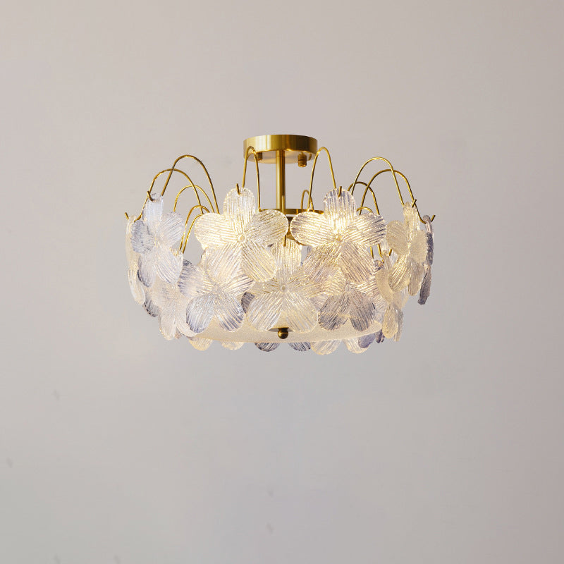 FleurIron Semi-Flush Deckenleuchte | Französisches Design | 5/6 Lichter | Blumenoptik | Wohnzimmerbeleuchtung