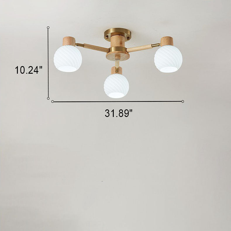 TranquiLight Wabi-Sabi Deckenleuchte | Minimalistisches Design | Holz & Glas | 3/6/8-Licht Lampe