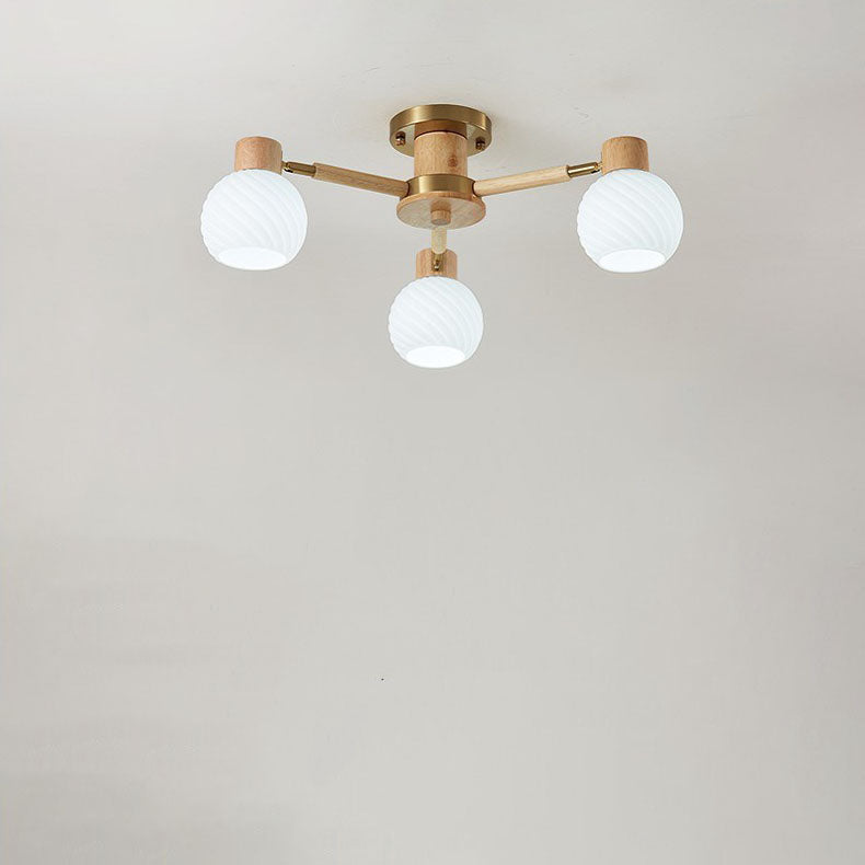 TranquiLight Wabi-Sabi Deckenleuchte | Minimalistisches Design | Holz & Glas | 3/6/8-Licht Lampe