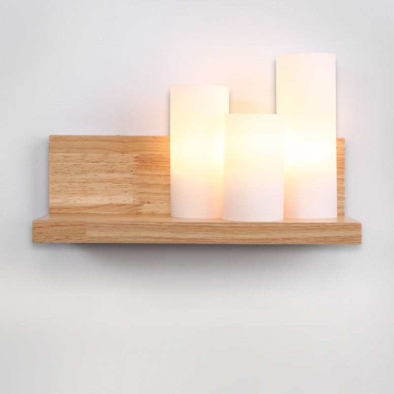 ZenCylin Wandlampe | Japanisches Minimalistisches Design | Holz & Glas | 1-Licht