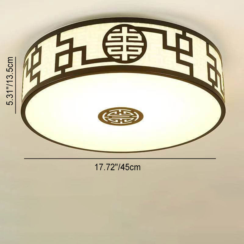 LunaHalo LED Deckenleuchte | Modernes Chinesisches Design | Runder Stoffschirm | Dimmbar