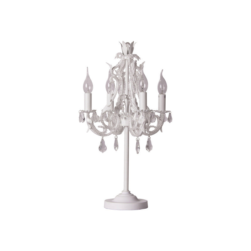 LunaCrest Boho Kristall Tischlampe | Distressed Look | 4-Licht Candelabra für Schlafzimmer