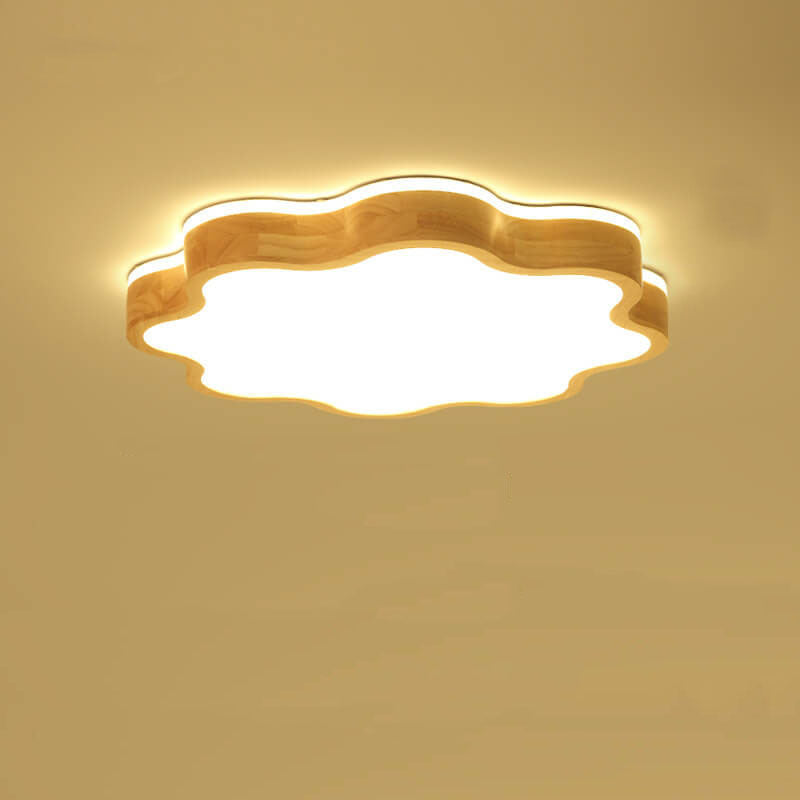 Blomina LED Deckenleuchte | Blütenförmiges Holzdesign | Nordic Stil | Dimmbar & Farbwechsel | Deckenlampe