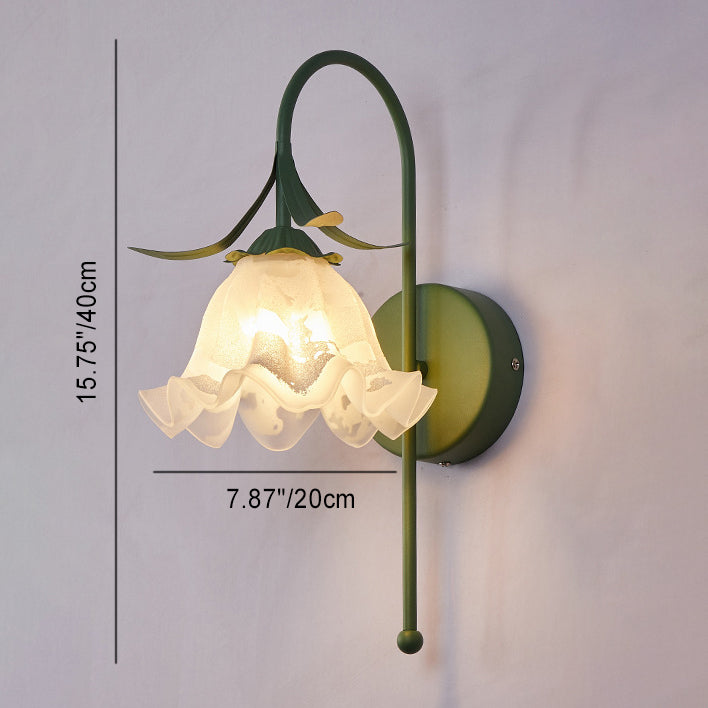Lunaris Wandlampe Nordic Vintage Design | Kürbisglas | Florales Muster | 1-Flammig | Wandleuchte