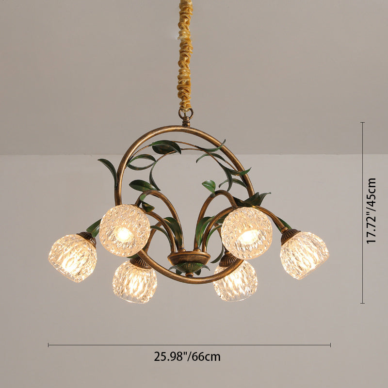 LuxeArc Kronleuchter im Art-Deco-Stil | 6/8 Lichter | Eisen & Kristallglas-Tulpen | Elegantes Design für Wohnzimmer