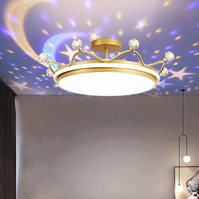 LumoCrown Kreative Kinder Krone Deckenleuchte | LED Semi-Flush | Gold & Pink Optionen | Infinitely Dimmbar | Perfekt für Kinderzimmer & Schlafzimmer