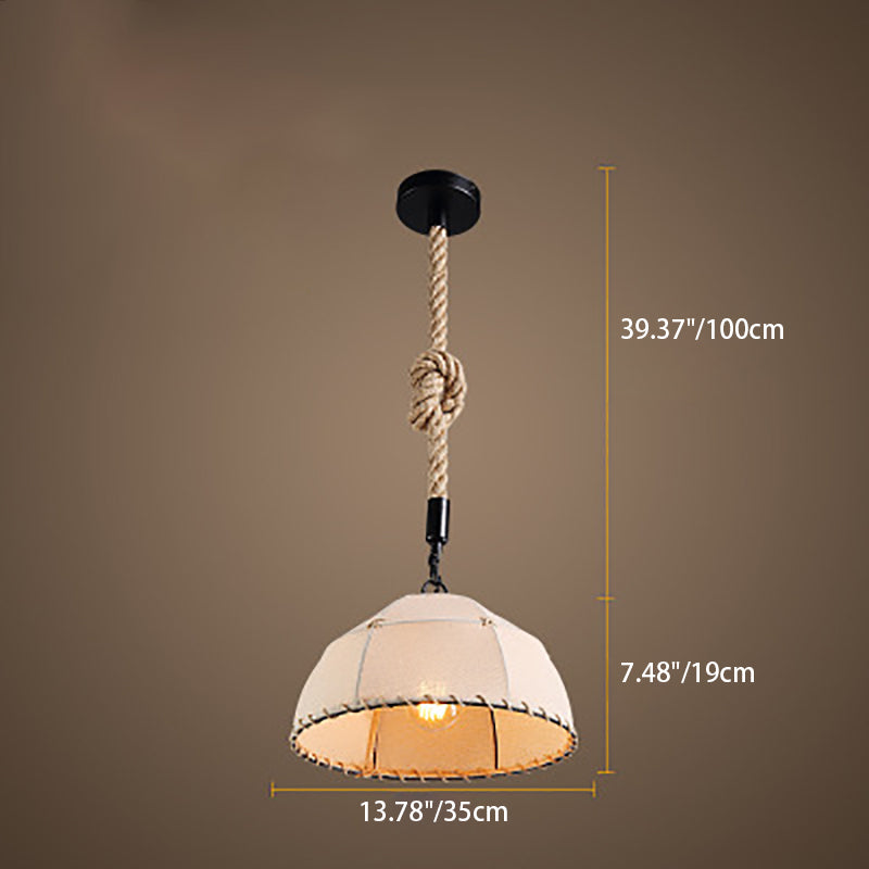 RustiShade Hängelampe | Halbrunder Stoffschirm | Rustikales Design | Für Esszimmer & Küche | In 3 Größen erhältlich