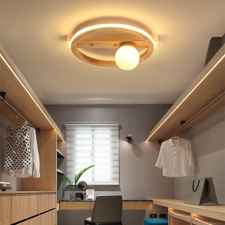 Velustra Nordic Holz LED Deckenleuchte | Modernes Design | Energieeffizient | Runde Holzlampe für Zuhause