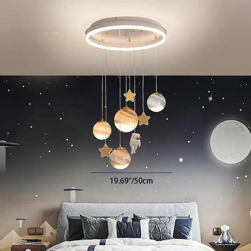 AstroGlow Kinder Deckenleuchte | Skandinavisches Planeten-Design | Acryl & Glas | LED Flush Mount