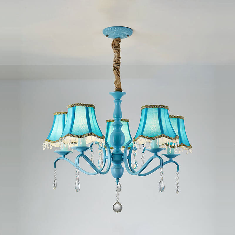 ConeLume Kronleuchter | Kreatives Design mit Stofflampenschirmen | 5/6/8-flammig | Kristall & Eisen