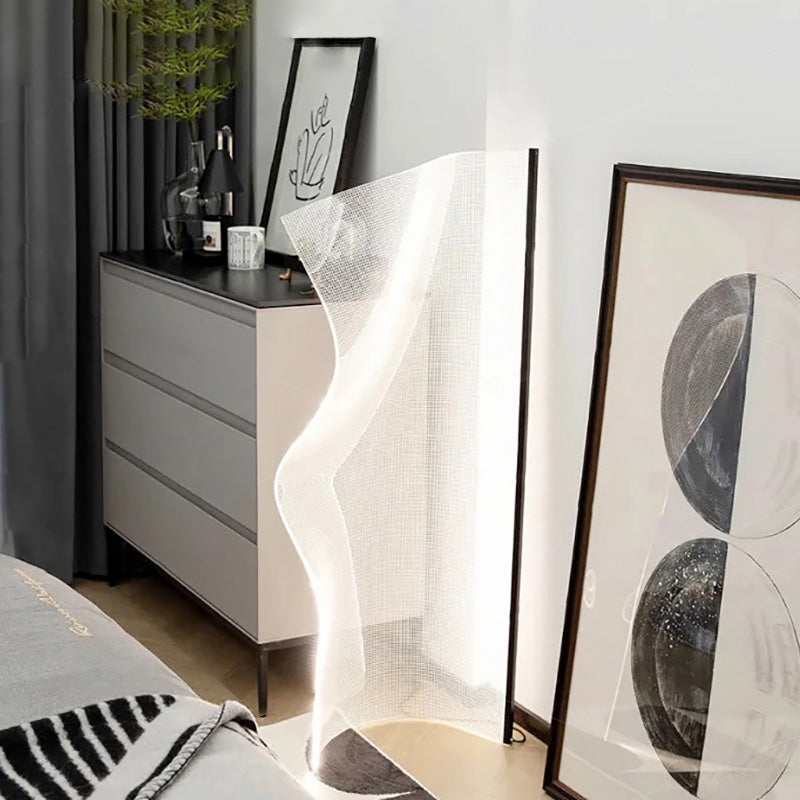 LumeCurve Stehlampe im Art-Deco-Stil | Unregelmäßige Form | Aluminium & Acryl | LED-Design für Wohnzimmer