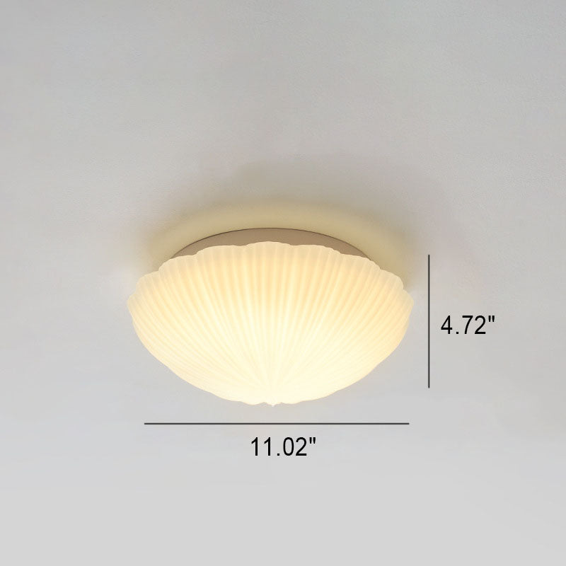 Auralis Modern French LED Deckenleuchte | Cremefarbenes Muschelgals | Flush Mount | Stimmungslicht | Deko für Zuhause