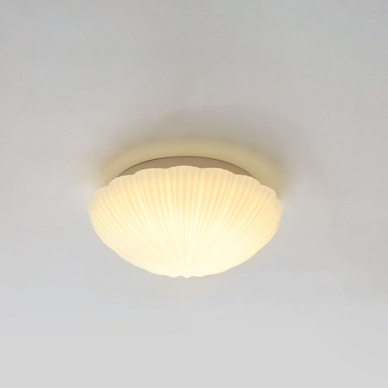 Auralis Modern French LED Deckenleuchte | Cremefarbenes Muschelgals | Flush Mount | Stimmungslicht | Deko für Zuhause