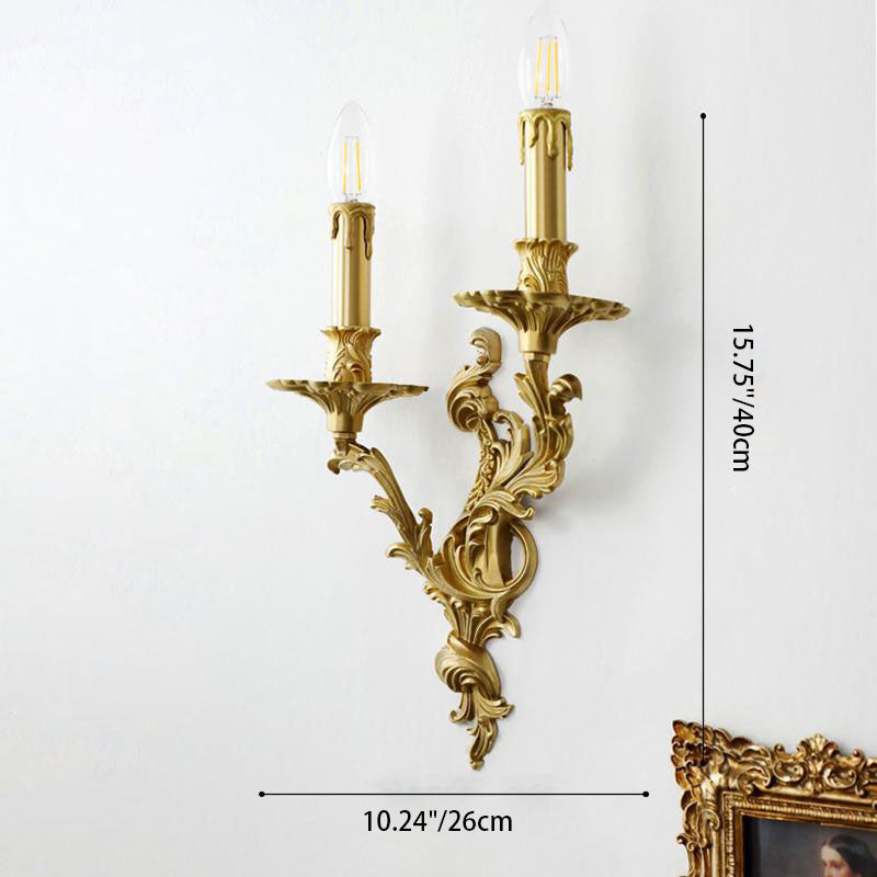 ÉclatLuxe Französische Wandleuchte | Messing Candelabra | 2/3 Flammen | Klassisches Design für Schlafzimmer