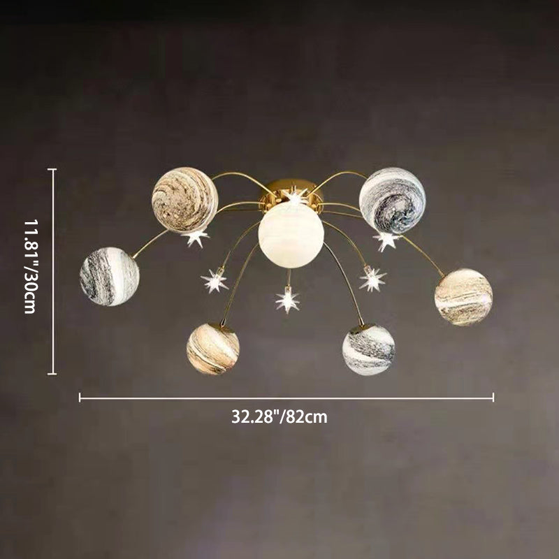 AetherGlobe Kinder Deckenleuchte | Nordic Design | 13 Glaskugeln | Halb-Aufbau-Montage | Deko für Kinderzimmer