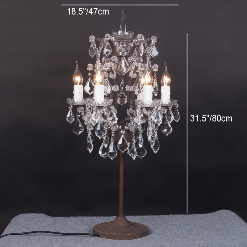 SolisLuxe Vintage Französische Kristall-Kerzenleuchter Tischlampe | 6 Lichter | Rustikale Eleganz | Luxuriöse Wohnzimmerdekoration