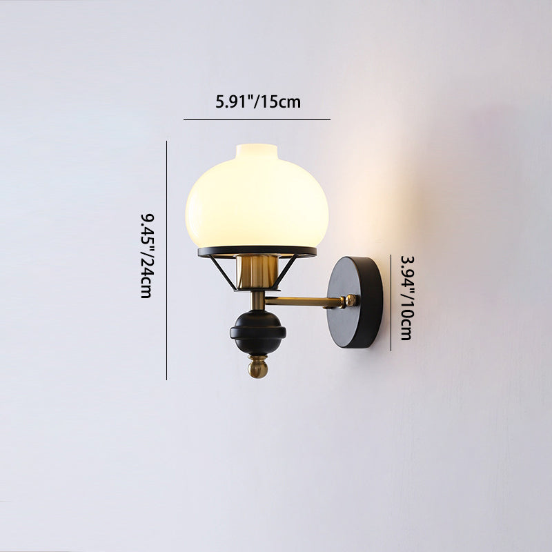 GeoLuxe Französische Geometrische Wandlampe | Eisen & Glas | 1-Licht Design für Wohnzimmer