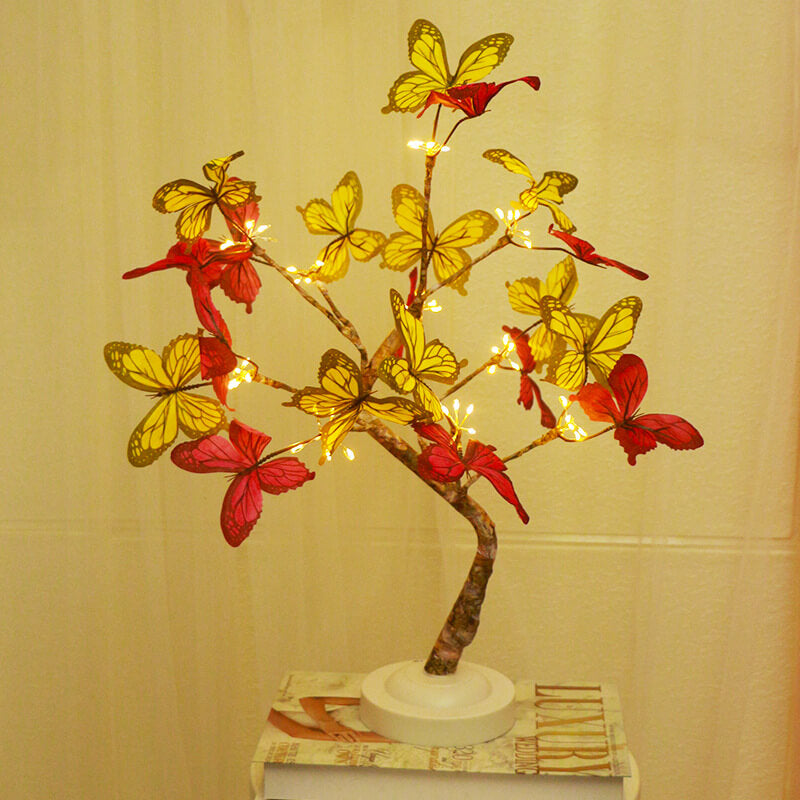 ButterBloom LED Tischlampe | Kreatives Schmetterlings-Design | Baumleuchte | Stimmungslicht