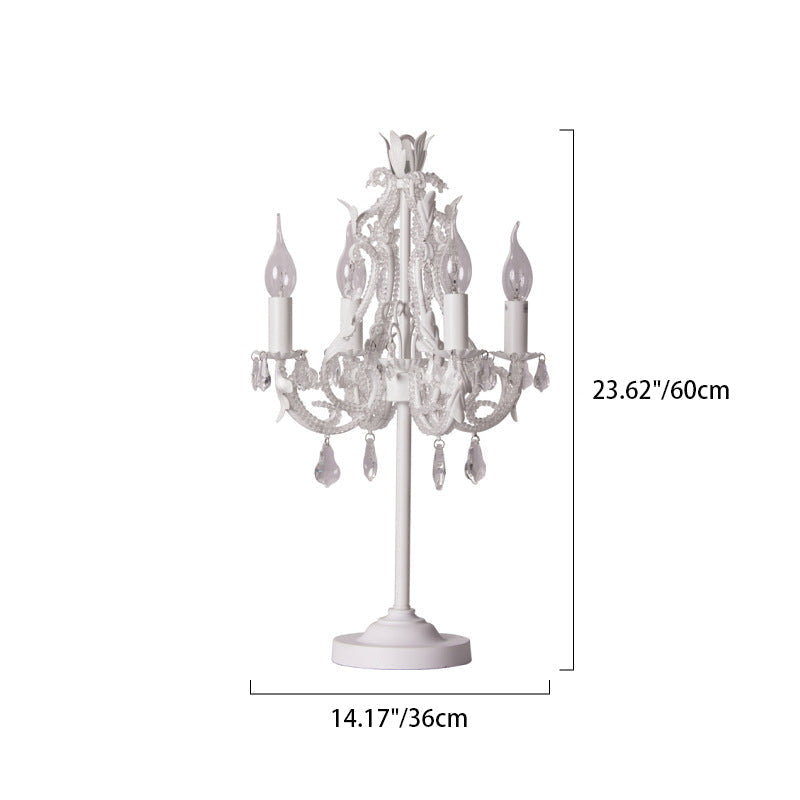 LunaCrest Boho Kristall Tischlampe | Distressed Look | 4-Licht Candelabra für Schlafzimmer