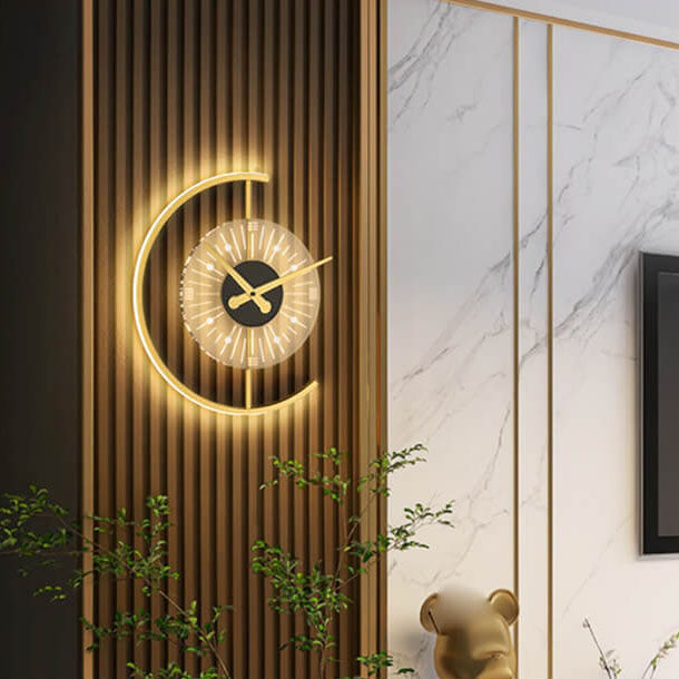 LumeClock LED Wandleuchte | Kreatives Uhrendesign | Goldrahmen | Stimmungsvolle Beleuchtung für Wohnzimmer