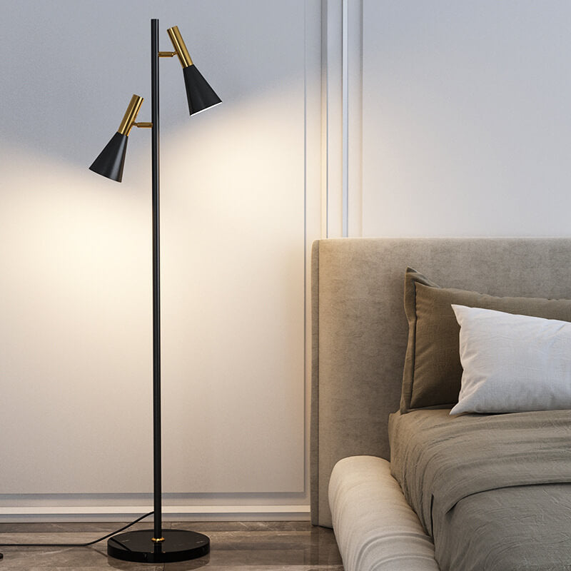 LumoHorn Nordic Design Stehlampe | Minimalistische Drehbare 2-Licht Lampe | Modernes Stehleuchten-Design
