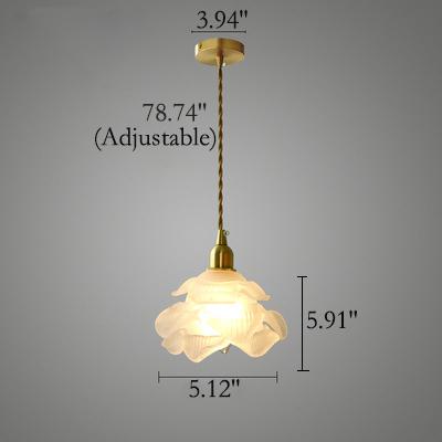 LumaBloom Französische Vintage LED Pendelleuchte | Blütenförmiges Glasdesign | 1-Licht | Elegante Beleuchtung