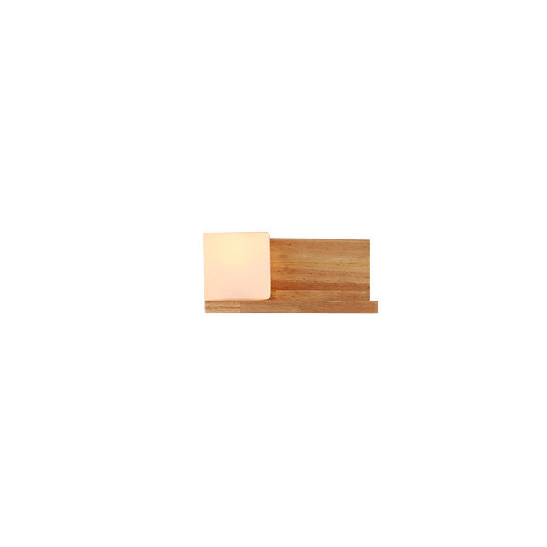 ZenSquare Wandlampe | Japanisches Minimalistisches Design | Holz & Glas | 1-Licht