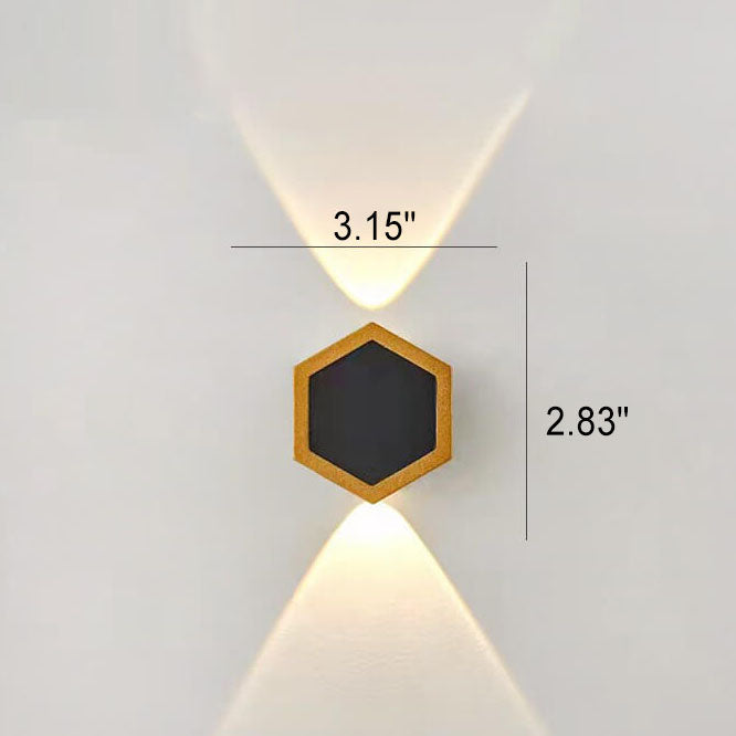 LumoHex Prime | Modernes Outdoor LED Wandlicht | Hexagon Schwarz-Gold Kombination