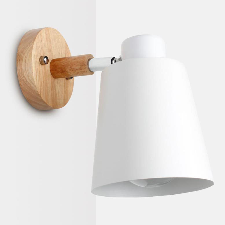 Woodoria Minimalistische Wandlampe | Eisen & Holz | Farbige Wandleuchte | Nordic Design