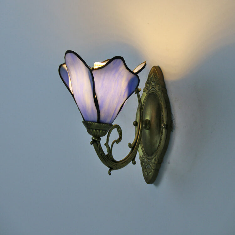 TiffanyBloom Vintage Glas Wandlampe | Buntglas | Einzigartiges Design | Beleuchtung für Zuhause