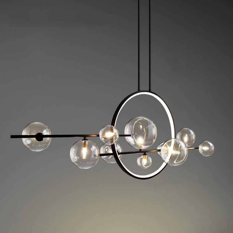 GlintSphere Elegante Glas Pendelleuchte | Magische Bohnenform | 7/10-Licht Island-Leuchte
