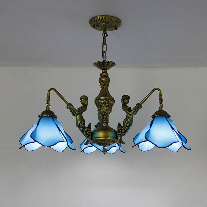 LuminoBloom Vintage Tiffany Kronleuchter | 3/5 Lichter | Glas & Eisen | Stilvolle Beleuchtung