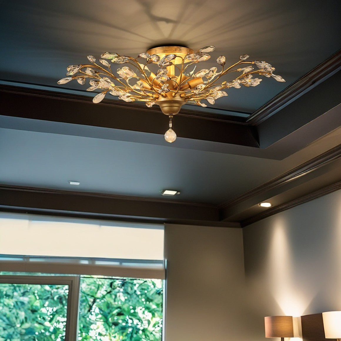 BranChic Deckenleuchte | Europäisches Design | Kristalläste | 4-6 Lichter | Stilvoll für Wohnzimmer