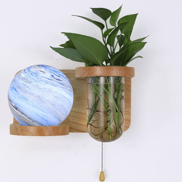 Orbano Wandleuchte | Modernes Eichenholz-Design | Planeten-inspirierter Stil | 1-flammig