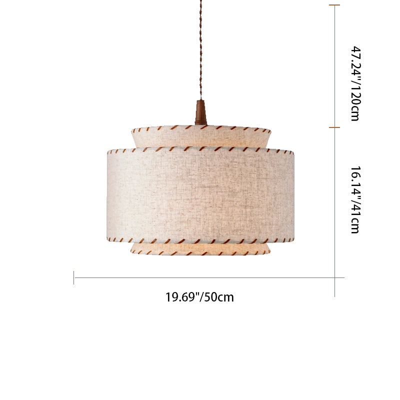 BohoGlow Pendelleuchte | Doppelzylinder Stoffschirm | Boho-Stil | Elegante Beleuchtung für Wohnzimmer