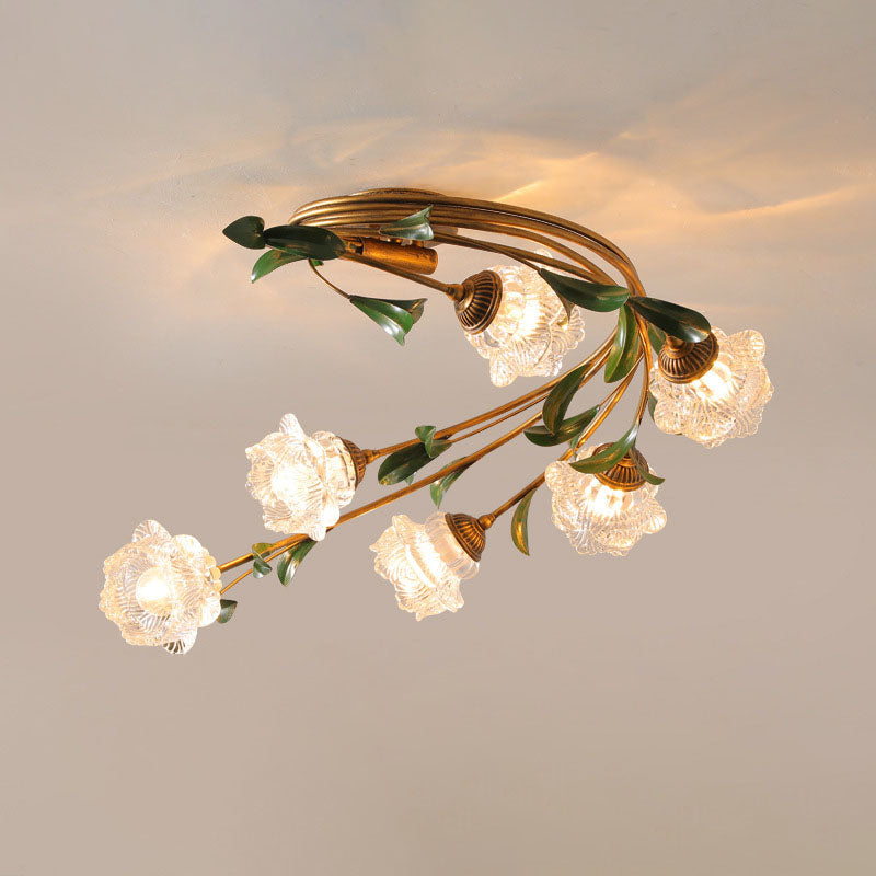 FleurLuxe Französisches Design Deckenleuchte | 6-Licht | Blumenmotiv | Für Wohnzimmer