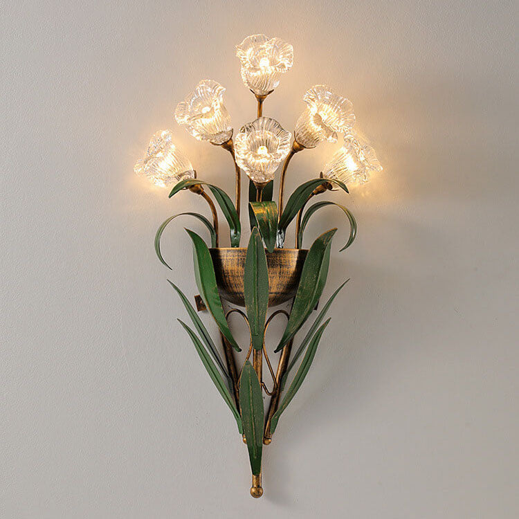 FloraLux Wandlampe | Modern Minimalist Design | 6/10-flammig | Glasblüten | Dekorative Beleuchtung
