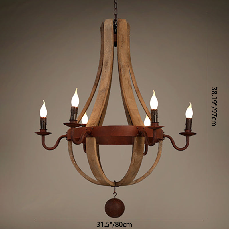 RustiLuxe Runde Ast-Kerzenhalter Holz-Eisen Kronleuchter | 5/6/8 Lichter | Landhausstil