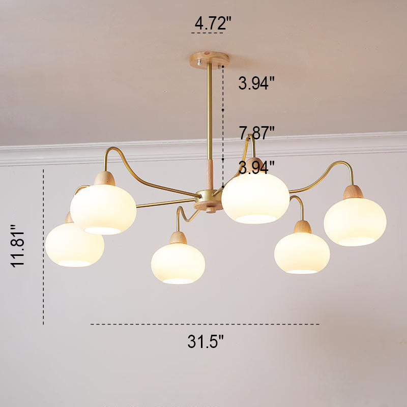 Gloriva Japanischer Kronleuchter | Glas & Holz | 3/6/8-flammig | Minimalistisches Design