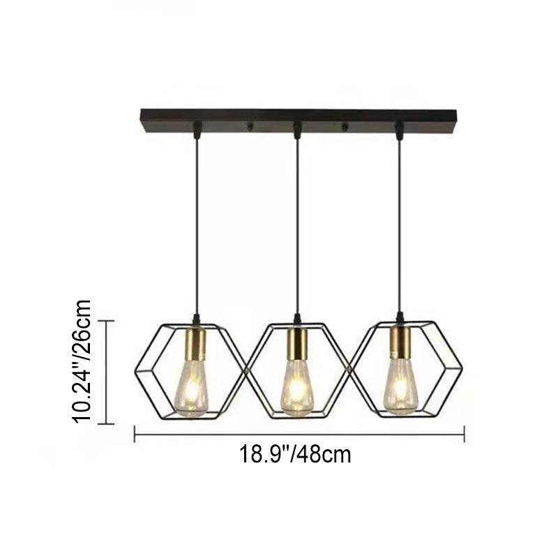 Ironis Vintage Kronleuchter | Geometrisches Design | 3/5-flammige Inselbeleuchtung | Industrieller Stil