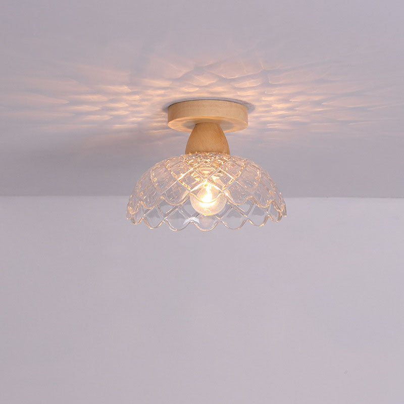 Logra Japanese Minimalist 1-Licht Semi-Flush Mount Deckenleuchte | Holz & Glas | Stimmungslicht | Deko für Zuhause