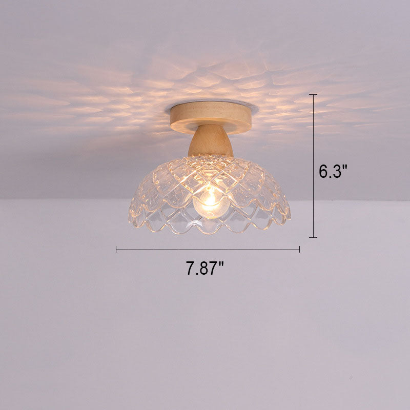 Logra Japanese Minimalist 1-Licht Semi-Flush Mount Deckenleuchte | Holz & Glas | Stimmungslicht | Deko für Zuhause