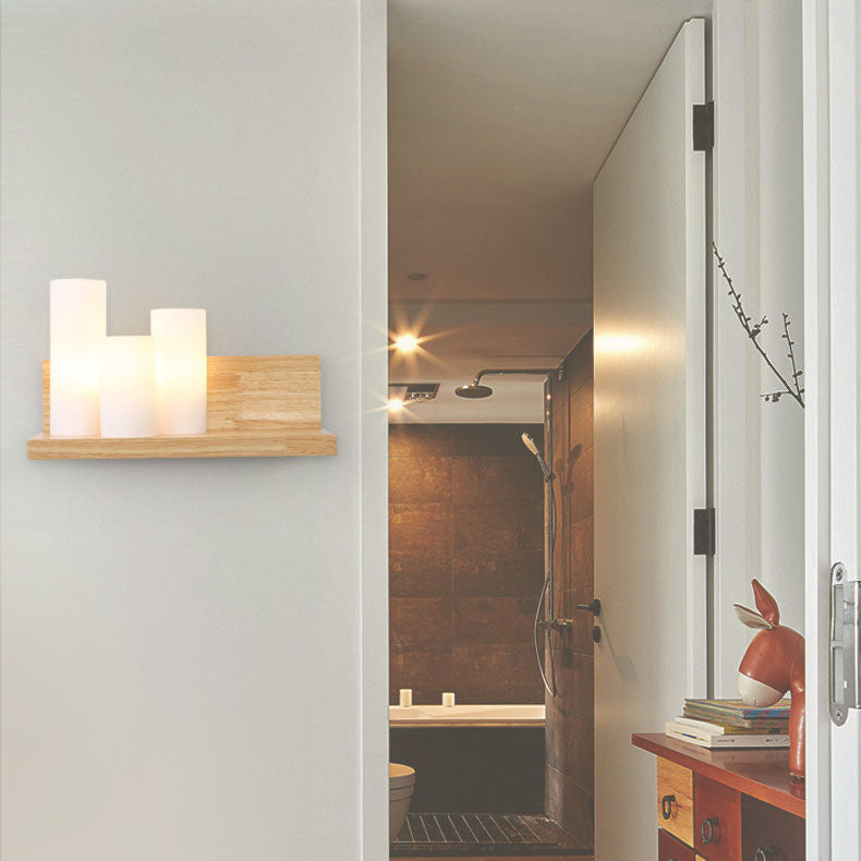 ZenCylin Wandlampe | Japanisches Minimalistisches Design | Holz & Glas | 1-Licht