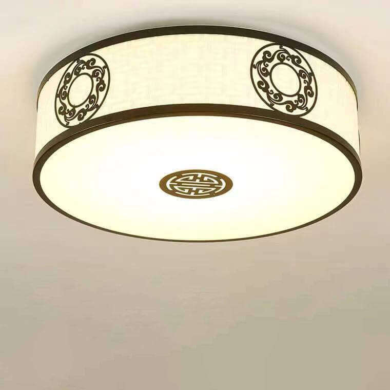 LunaHalo LED Deckenleuchte | Modernes Chinesisches Design | Runder Stoffschirm | Dimmbar